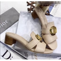 Popular Style Dior 30 MONTAIGNE Heeled Slide Sandals In Smooth Calfskin CD1413 Beige 2020