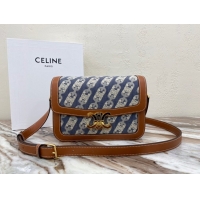 Best Luxury CELINE TRIOMPHE BAG IN TEXTILE AND NATURAL CALFSKIN 18888 Brown