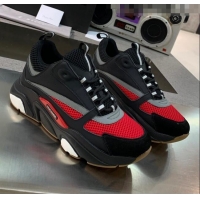 Low Cost Dior B22 Sneaker in Calfskin And Technical Mesh CD1314 Black/Red/Grey 2020