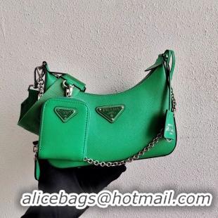 Low Cost Prada Saffiano leather mini shoulder bag 2BH204 green