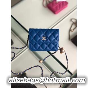 Buy New Cheap Chanel Sheepskin Original Leather Pocket AP0146 blue