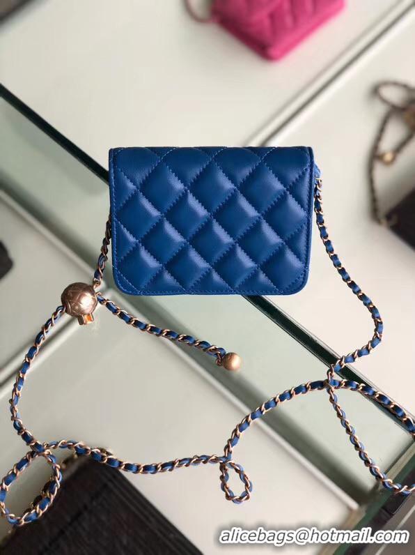 Buy New Cheap Chanel Sheepskin Original Leather Pocket AP0146 blue
