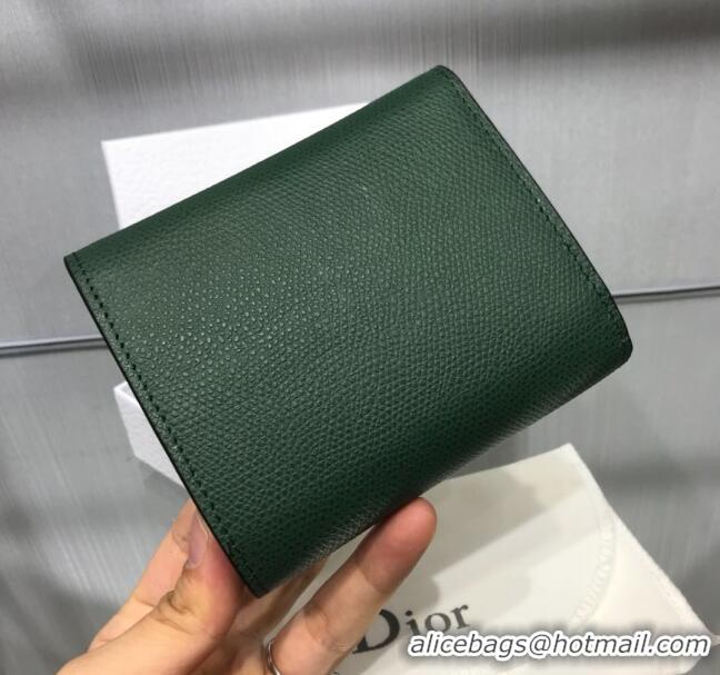 Good Product Dior Saddle Grained Calfskin Mini Flap Wallet CD1311 Green 2019
