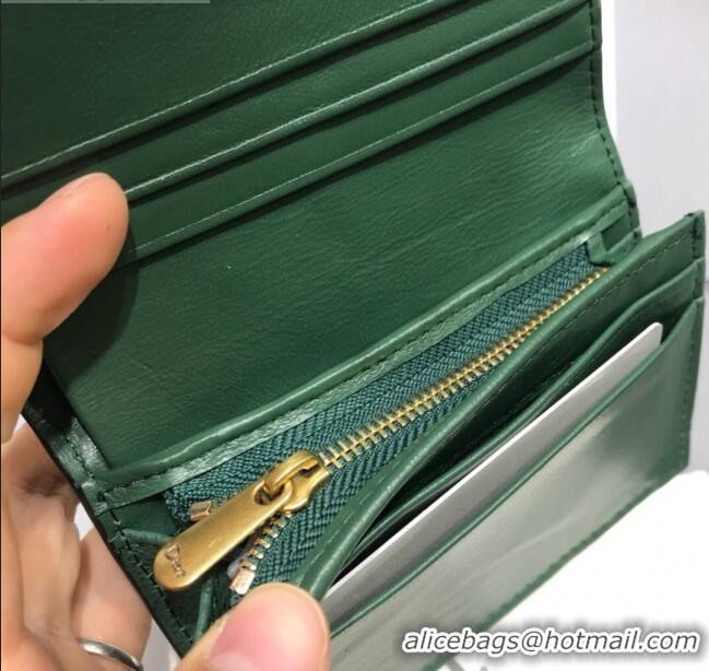 Good Product Dior Saddle Grained Calfskin Mini Flap Wallet CD1311 Green 2019