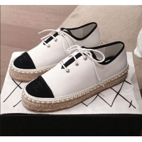 Spot Bulk Chanel Canvas Lace-Ups Espadrille Sneakers G36140 White 2020