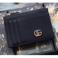 Luxury Classic Gucci GG Marmont Leather Card Case 574804 Black 2019