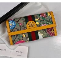 Buy Cheap Gucci Ophidia GG Flora Continental Wallet 523153 Yellow 2019