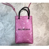 Duplicate Balenciaga shopping phone pouch shoulder bag B46249 pink
