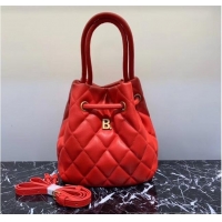 Modern Classic Balenciaga B. Quilted Leather Bucket Bag With Handles B60426 Red 2020
