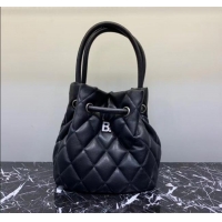 Super Quality Balenciaga B. Quilted Leather Bucket Bag With Handles B60426 Black 2020