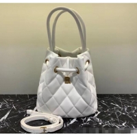 Cheapest Balenciaga B. Quilted Leather Bucket Bag With Handles B60426 White 2020