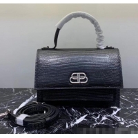 Grade Quality Balenciaga Sharp XS Satchel Shoulder Bag in Lizard Embossed Calfskin B60431 Black 2020