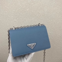 Famous Brand Prada Saffiano leather mini shoulder bag 2BD032 blue