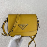 Buy Fashionable Prada Saffiano leather mini shoulder bag 2BD249 yellow