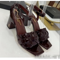 Good Quality Saint Laurent Patent Leather Sandal With 6.5cm Heel Y42003 Burgundy 2020
