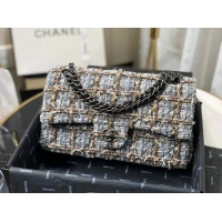 Best Product Chanel Original flap bag Twill soft A01112 grey
