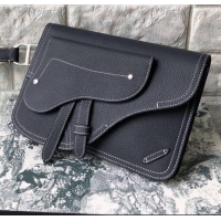 New Product Dior Men's Navy Blue Grained Calfskin Pouch CD2469