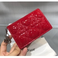 Best Design Dior Lady Cannage Lambskin Card Holder Wallet CD1066 Red 2019