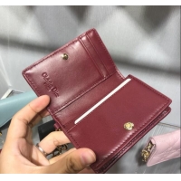 Hot Sell Dior Lady Cannage Lambskin Card Holder Wallet CD1066 Burgundy 2019
