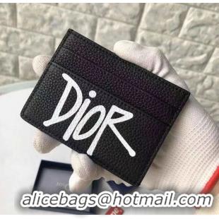 Top Quality Dior Original Calfskin Leather Card Holder CD1320 Black