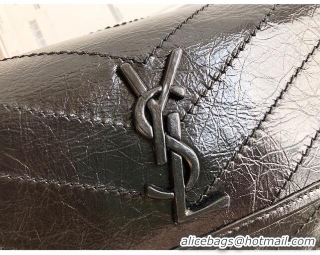 Low Cost Saint Laurent Niki Body Belt Bag in Waxed Crinkled Vintage Leather 577124 Black 2019