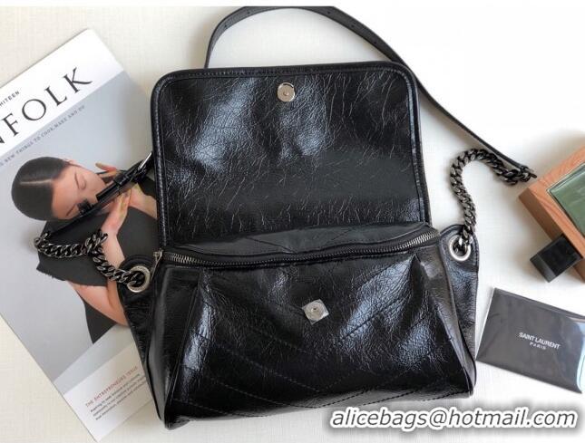 Low Cost Saint Laurent Niki Body Belt Bag in Waxed Crinkled Vintage Leather 577124 Black 2019