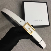Unique Style Gucci Leather belt with G buckle 523305 white