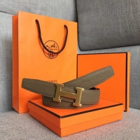 Good Looking Hermes original togo 2 belt buckle & Reversible leather strap 32 mm H06454 grey gold plated metal