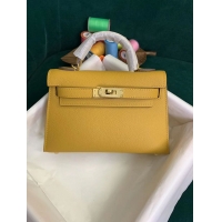 Top Quality Herme Kelly 20 Mini II Bag Original Epsom Leather 110506 Yellow