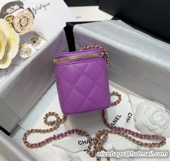 Low Cost Chanel Grainy Leather Mini Vanity with Classic Chain AP1340 Purple 2020
