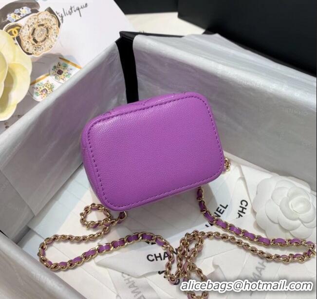 Low Cost Chanel Grainy Leather Mini Vanity with Classic Chain AP1340 Purple 2020