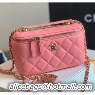 Hot Sell Chanel Quilted Lambskin Classic Box with Chain Vanity Case Bag AP1472 Pink 2020