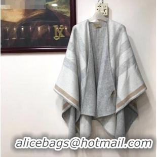 Top Quality Burberry Cashmere Wool Check Double Cape 92529 Grey 