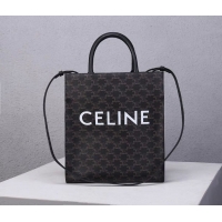 Grade Quality Celine TEEN TRIOMPHE BAG IN TRIOMPHE CANVAS AND CALFSKIN CL91542 BLACK