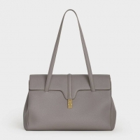 Luxury Classic Celine LARGE SOFT 16 BAG IN SUPPLE GRAINED CALFSKIN 194043 GREY