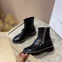 Top Grade Givenchy Calfskin Chain Back Flat Short Boots G02342 Black 2020