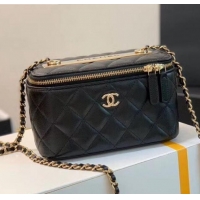 Top Quality Chanel Quilted Lambskin Classic Box with Chain Vanity Case Bag AP1472 Black 2020