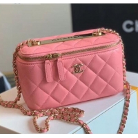 Hot Sell Chanel Quilted Lambskin Classic Box with Chain Vanity Case Bag AP1472 Pink 2020