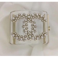 Unique Style Chanel Resin Double Pearl CC Cuff Bracelet CC1621 2019