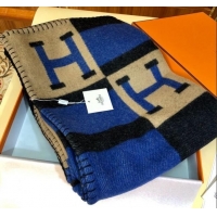Trendy Design Hermes Wool Cashmere H Checker Blanket 180x135cm 81630 Black