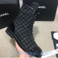 Most Popular Chanel Checked Tweed Ankle Boots G36209 Black 01 2020