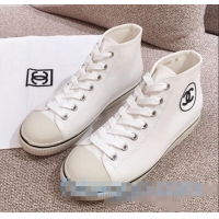High Quality Chanel Canvas High-Top Sneakers C0901 White 2020