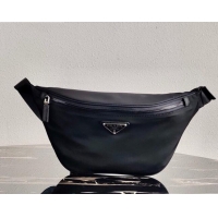 Top Design Prada Nylon and Saffiano Leather Belt Bag 2VL033 Black 2020