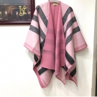 Promotional Burberry Cashmere Wool Check Double Cape 92529 Pink