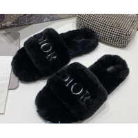 Best Price Dior Wool Logo Flat Slide Sandal 82740 Black