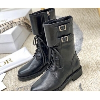 Hot Style Dior D-Trap Wax Calfskin Short Boots with Double Buckles 92224 Black 2020