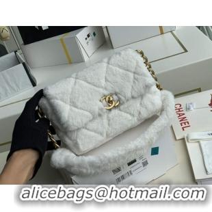 Top Grade Chanel Flap Bag Shearling Lambskin AS2240 White Gold