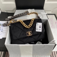 Best Price Chanel 19 flap bag velvet AS1161 black