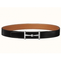 Grade Quality Hermes Original Leather H Buckle Belt 619021 Black/Silver