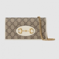 Low Price Gucci Horsebit 1955 wallet with chain 621892 white
